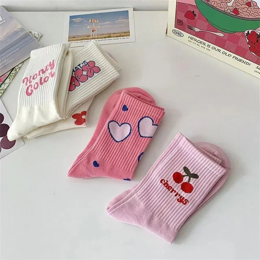 5-Pack Ladies' Cute Patterned Mid-Calf Socks (NEW STOCK) - Aadima Nepal -online shopping Nepal - Fashion -Buy Clothing Online in Nepal