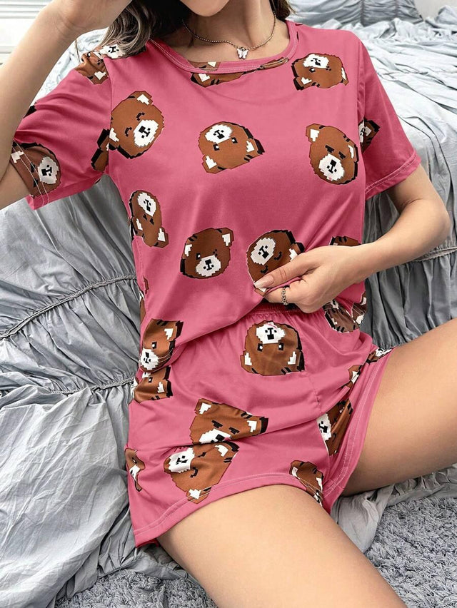 Cartoon Graphic Tee & Shorts PJ Set - Aadima Nepal -online shopping Nepal - Fashion -Buy Clothing Online in Nepal