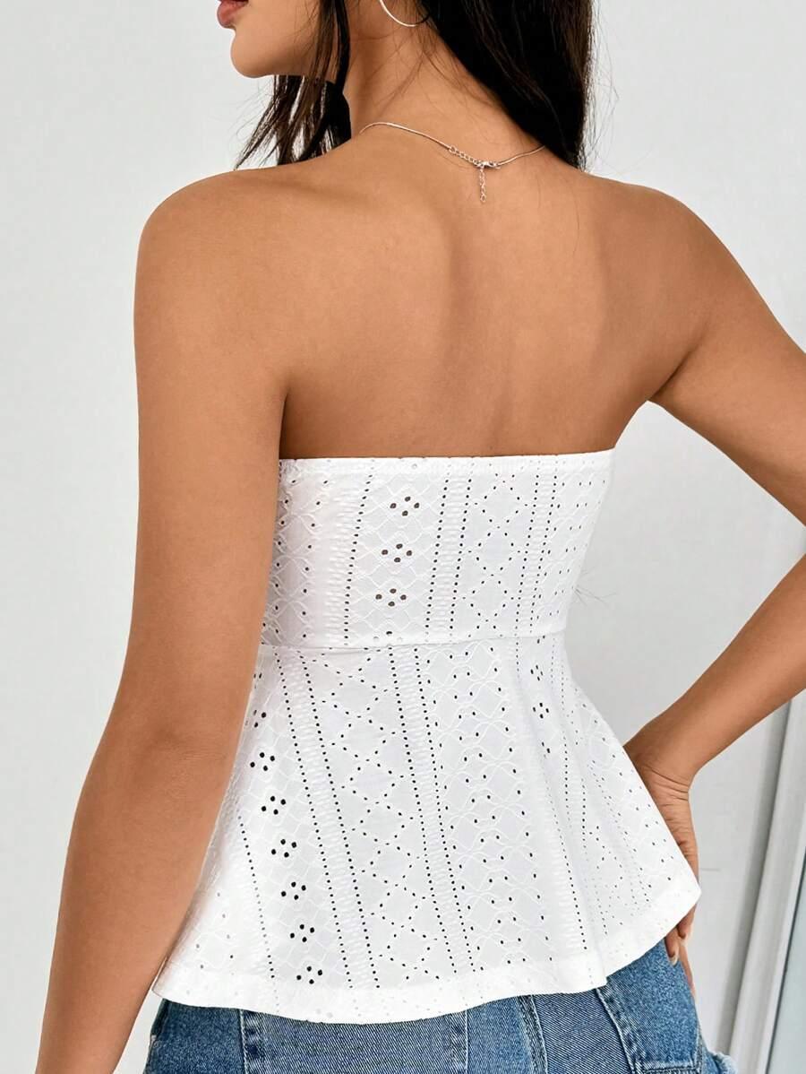 SHEIN Solid Ruffle Hem Tube Top/White - Aadima Nepal -online shopping Nepal - Fashion -Buy Clothing Online in Nepal