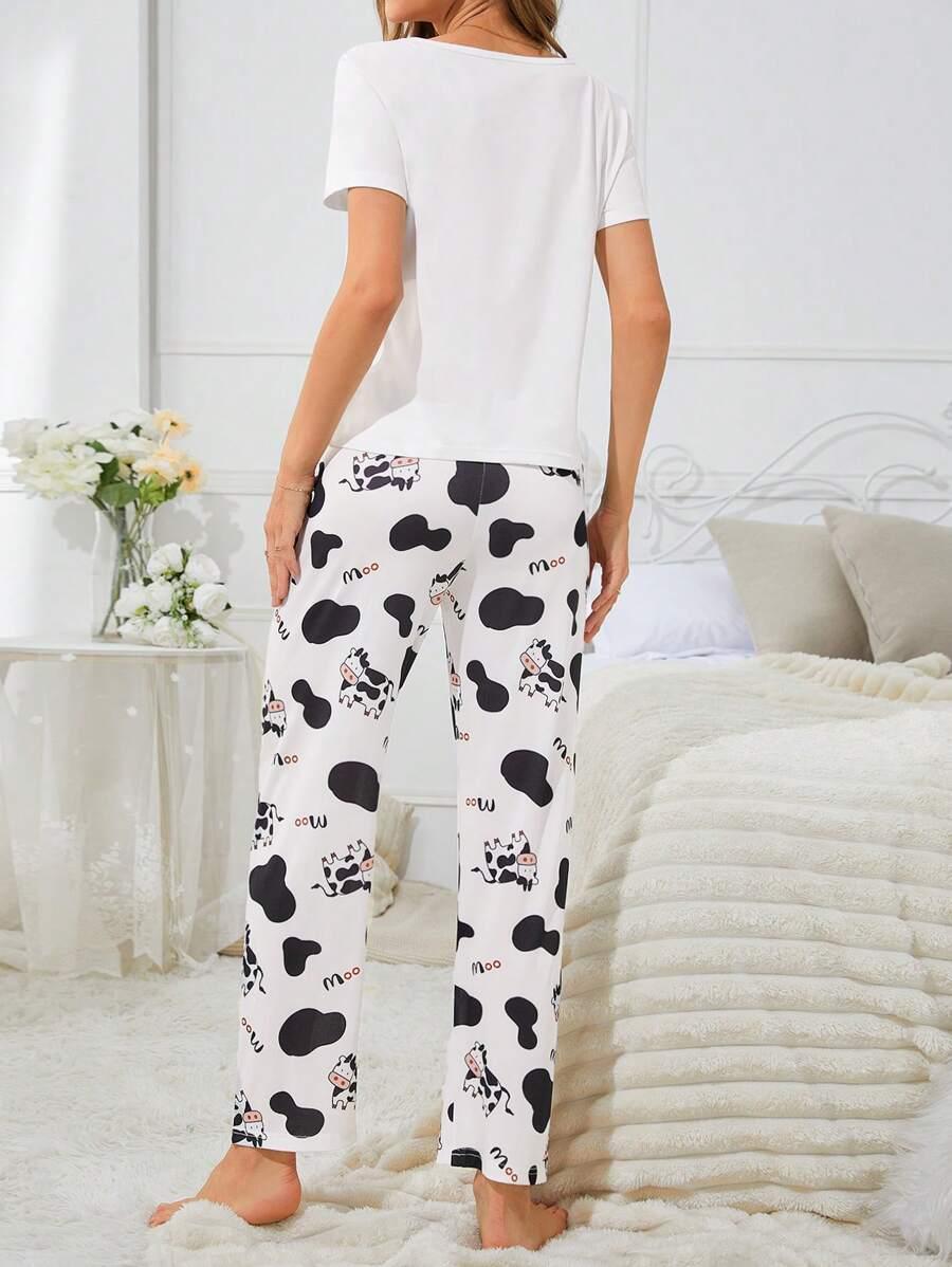 Cartoon Cow Pattern Women Pajama Set - Aadima Nepal -online shopping Nepal - Fashion -Buy Clothing Online in Nepal