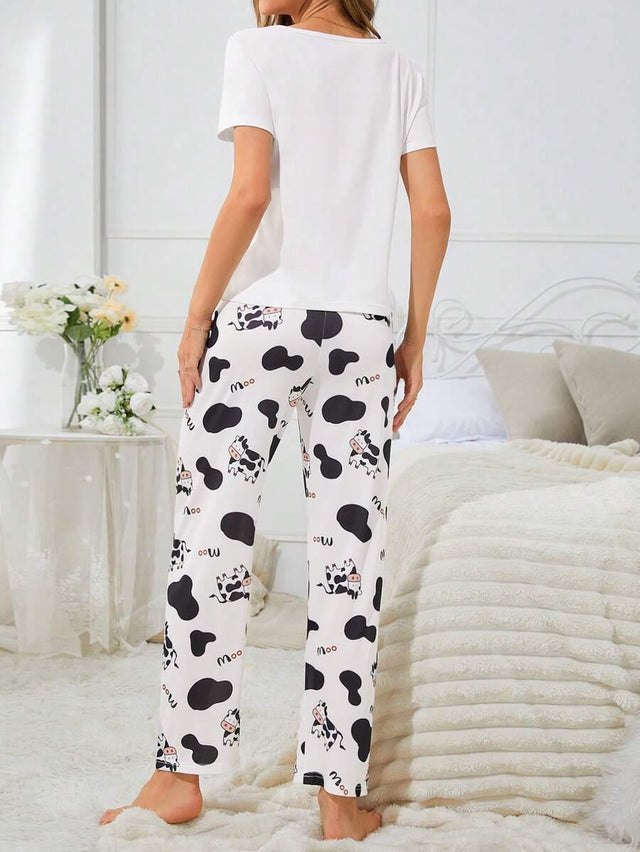 Cartoon Cow Pattern Women Pajama Set - Aadima Nepal -online shopping Nepal - Fashion -Buy Clothing Online in Nepal