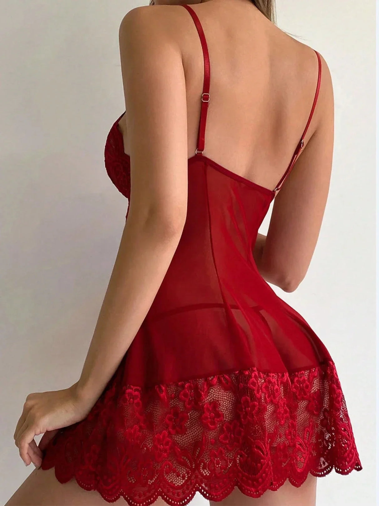 Deep V-neck Sexy Strap Mesh Lingerie Dress - Aadima Nepal -online shopping Nepal - Fashion -Buy Clothing Online in Nepal
