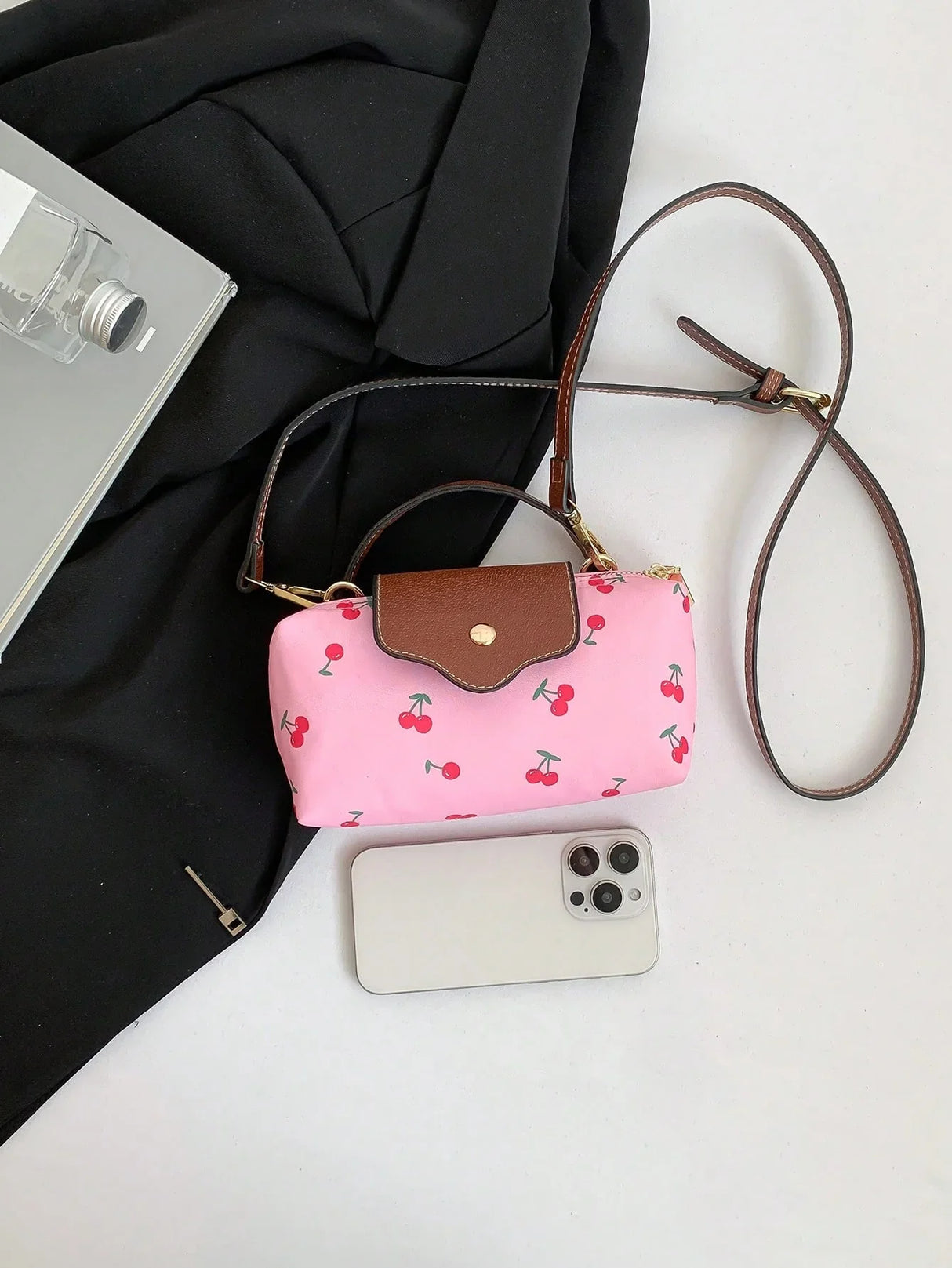 Water‑Resistant Cherry Mini Flap Bag - Aadima Nepal -online shopping Nepal - Fashion -Buy Clothing Online in Nepal