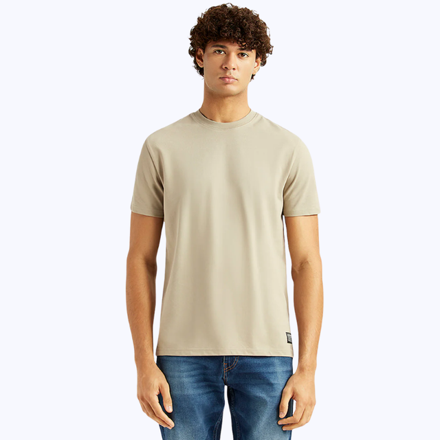 Buy Men's Solid Beige Slim Fit T-shirt Online in Nepal - Online Shopping Nepal - Online Clothing Shop Nepal