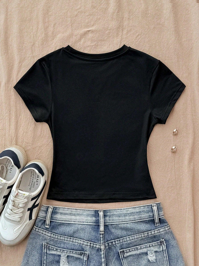 Glissea Floral Print Casual Versatile T-Shirt - Aadima Nepal -online shopping Nepal - Fashion -Buy Clothing Online in Nepal