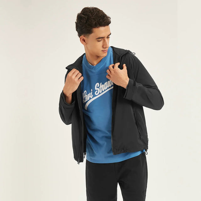 Solid Black Hooded Tailored Jacket - Aadima Nepal -online shopping Nepal - Fashion -Buy Clothing Online in Nepal