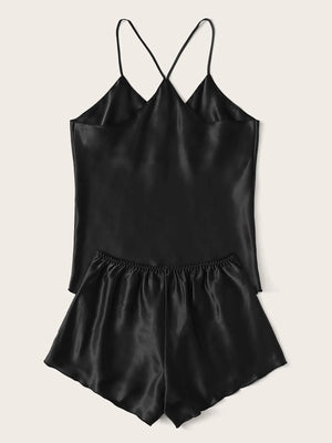 Satin Cami Top With Shorts Pajama Set - Aadima Nepal -online shopping Nepal - Fashion -Buy Clothing Online  in Nepal