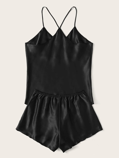 Satin Cami Top With Shorts Pajama Set - Aadima Nepal -online shopping Nepal - Fashion -Buy Clothing Online  in Nepal