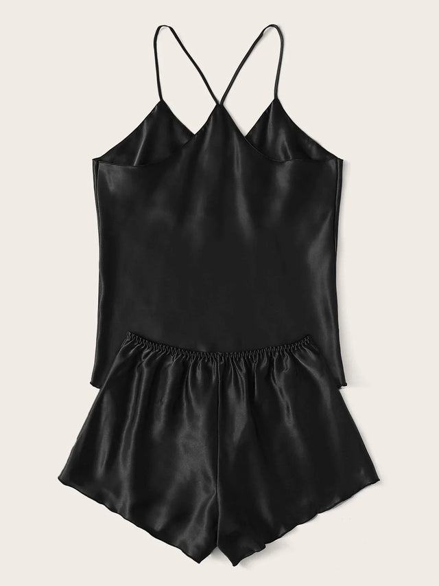 Satin Cami Top With Shorts Pajama Set - Aadima Nepal -online shopping Nepal - Fashion -Buy Clothing Online  in Nepal