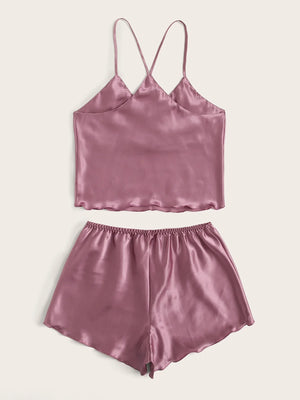 Satin Cami Top With Shorts Pajama Set - Aadima Nepal -online shopping Nepal - Fashion -Buy Clothing Online  in Nepal