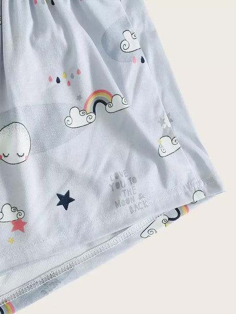 Cloud Print Pajama Set with Eye Cover - Aadima Nepal -online shopping Nepal - Fashion -Buy Clothing Online  in Nepal