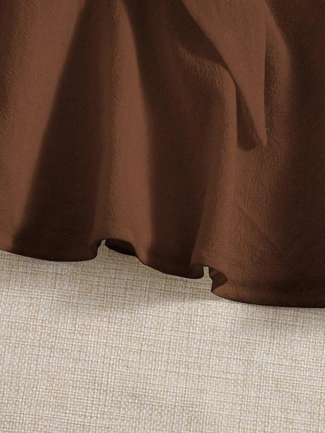 SHEIN WYWH Knot Front Ruffle Hem Cami Top - Details Description Design Ruffle Hem, Knot, Shirred Neckline Spaghetti Strap Style Casual Type Cami Hem Shaped Flared Color Coffee Brown Pattern Type Plain Length Regular Fit Type Slim Fit Fabric Non-Stretch Ma