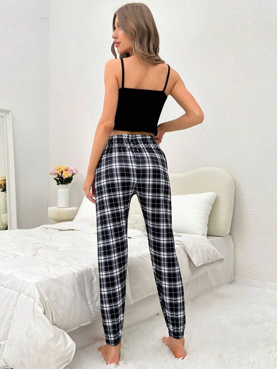 Solid Cami Top & Print Pants PJ Set - Aadima Nepal -online shopping Nepal - Fashion -Buy Clothing Online  in Nepal