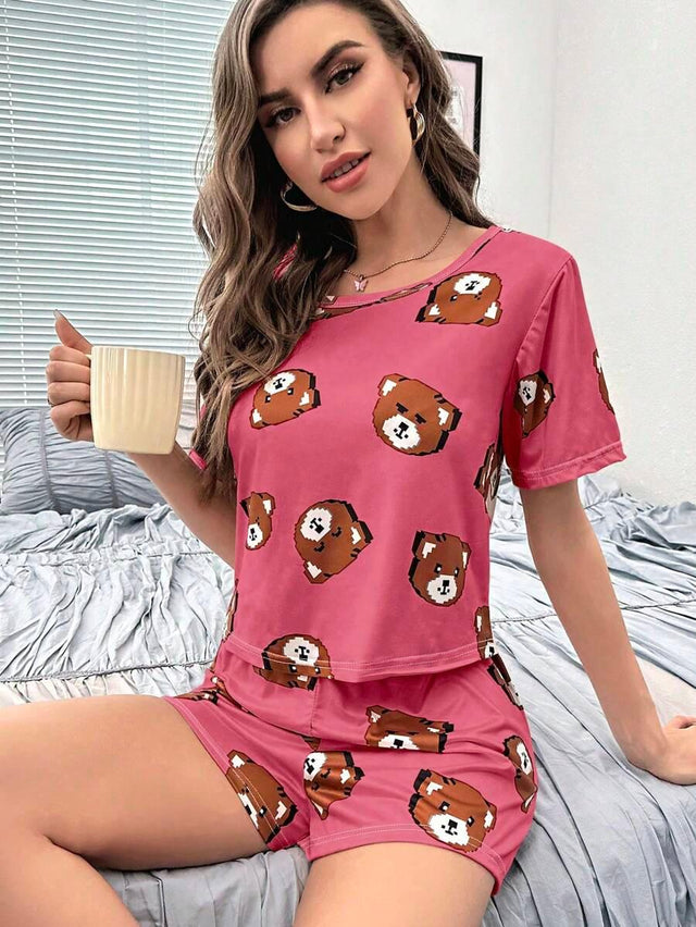 Cartoon Graphic Tee & Shorts PJ Set - Aadima Nepal -online shopping Nepal - Fashion -Buy Clothing Online  in Nepal