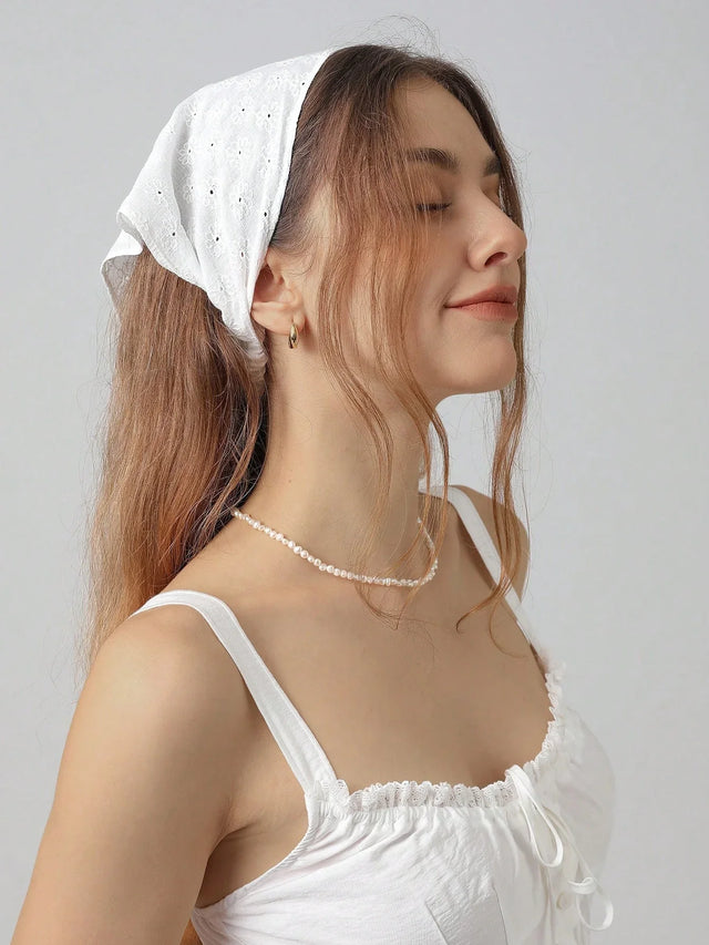 Floral Embroidered Scalloped Headwrap - Aadima Nepal -online shopping Nepal - Fashion -Buy Clothing Online  in Nepal
