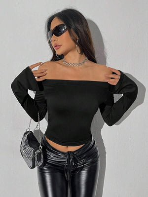 SHEIN Off-shoulder Ruffled Short Sleeve Crop Top - Aadima Nepal -online shopping Nepal - Fashion -Buy Clothing Online  in Nepal