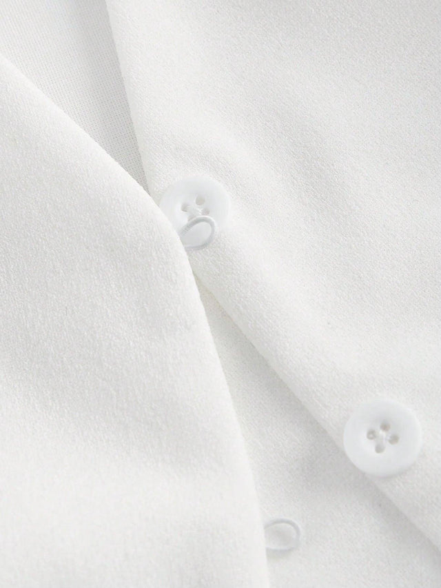 Buttoned Strap Side Tie At Waist Summer Tank Top - Feature Description Details Lace Up, Asymmetrical, Button Neckline V Neck Style Casual Type Tank Hem Shape Asymmetrical Color White Pattern Type Plain Length Regular Fit Type Regular Fit Fabric Medium Str