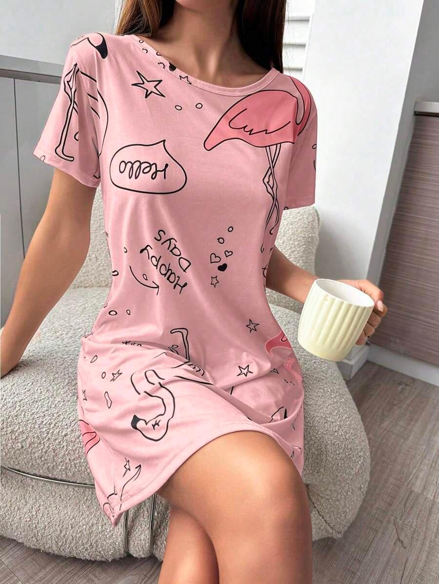 Women's Letter Printed Sleep Dress - Aadima Nepal -online shopping Nepal - Fashion -Buy Clothing Online  in Nepal