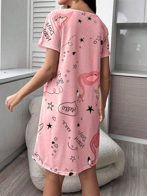 Women's Letter Printed Sleep Dress - Aadima Nepal -online shopping Nepal - Fashion -Buy Clothing Online  in Nepal