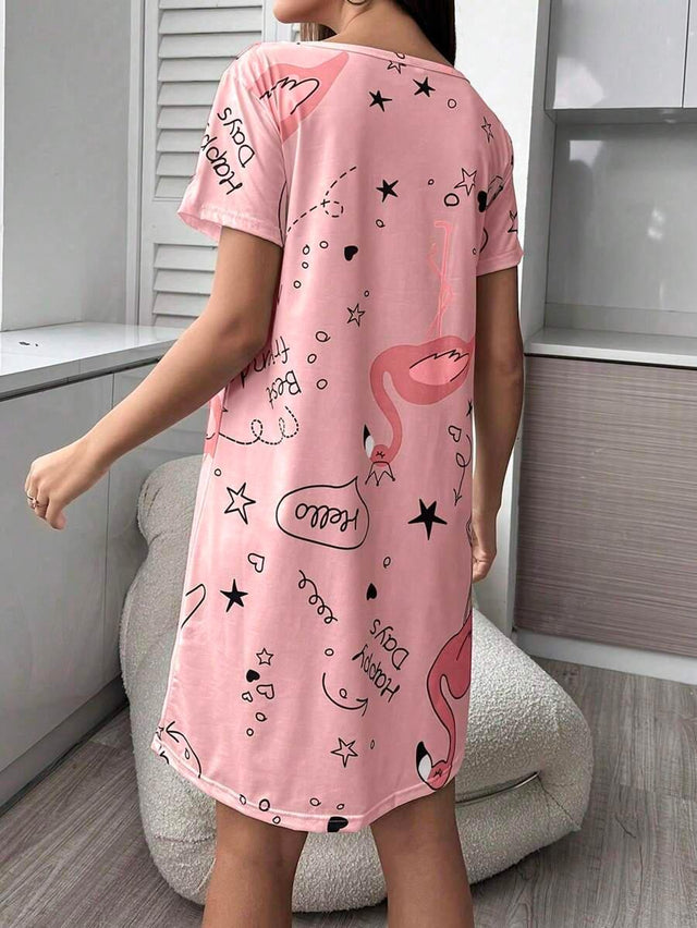 Women's Letter Printed Sleep Dress - Aadima Nepal -online shopping Nepal - Fashion -Buy Clothing Online  in Nepal