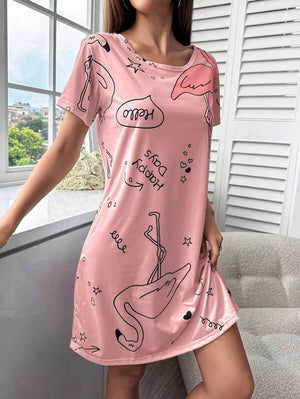 Women's Letter Printed Sleep Dress - Aadima Nepal -online shopping Nepal - Fashion -Buy Clothing Online  in Nepal