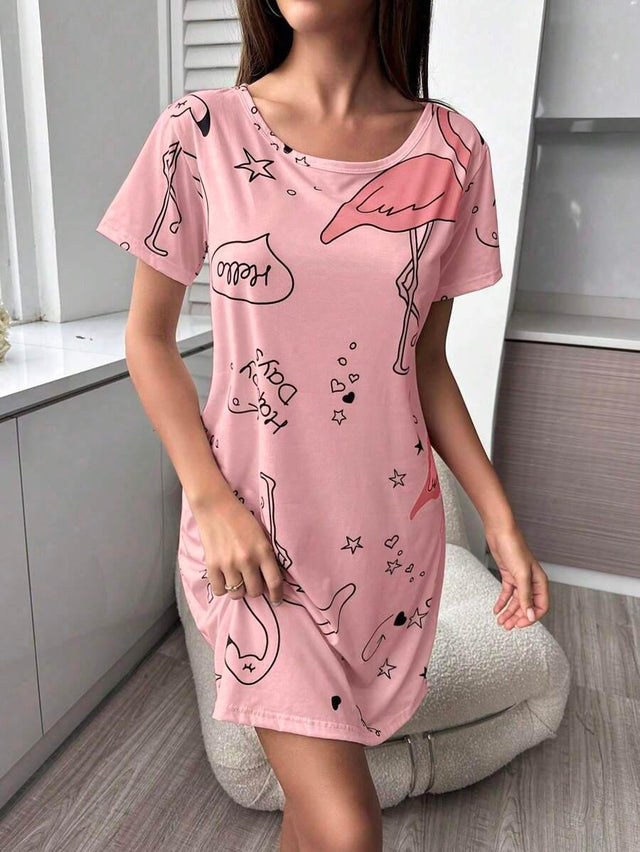 Women's Letter Printed Sleep Dress - Aadima Nepal -online shopping Nepal - Fashion -Buy Clothing Online  in Nepal