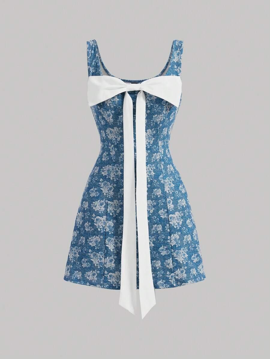 Floral Pattern Sleeveless Dress - Aadima Nepal -online shopping Nepal - Fashion -Buy Clothing Online  in Nepal