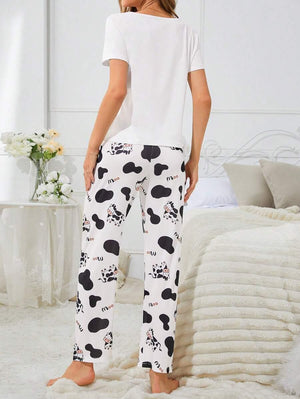 Cartoon Cow Pattern Women Pajama Set - Aadima Nepal -online shopping Nepal - Fashion -Buy Clothing Online  in Nepal