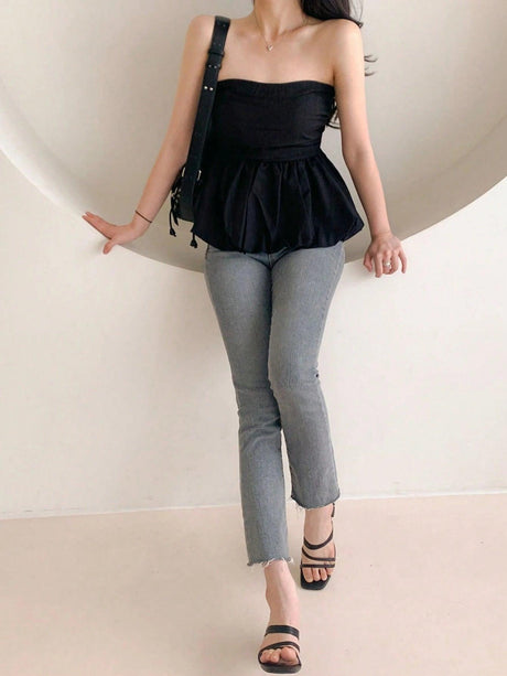 Online shopping Nepal - Buy DAZY Black Slim Fit Bustier Tube Top in Nepal