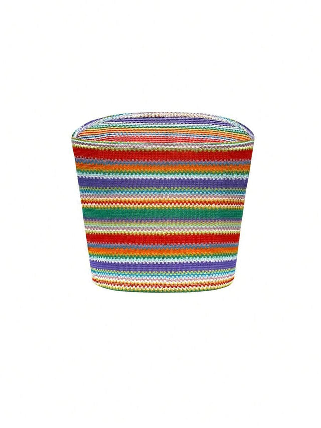 Summer Slim Fit Tube Top Colorful Stripes - Aadima Nepal -online shopping Nepal - Fashion -Buy Clothing Online  in Nepal