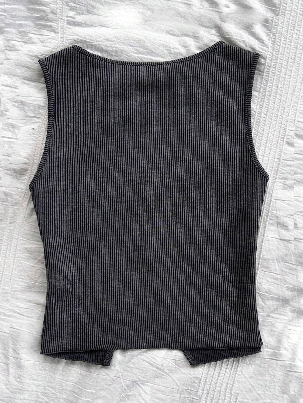 Online Shopping Nepal - Buy SHEIN Dreamara Retro Gray Striped Vest with Bow in Nepal