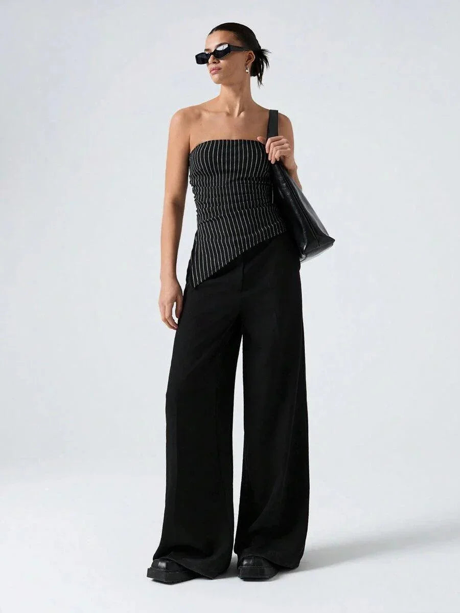 Striped Women's Asymmetric Cropped Top - Aadima Nepal -online shopping Nepal - Fashion -Buy Clothing Online  in Nepal