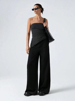 Striped Women's Asymmetric Cropped Top - Aadima Nepal -online shopping Nepal - Fashion -Buy Clothing Online  in Nepal