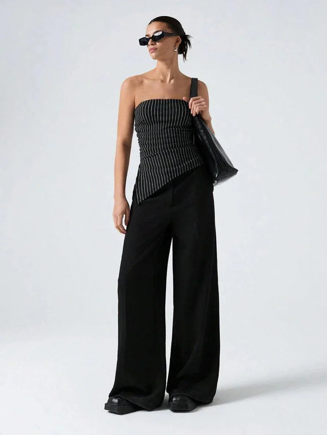 Striped Women's Asymmetric Cropped Top - Aadima Nepal -online shopping Nepal - Fashion -Buy Clothing Online  in Nepal