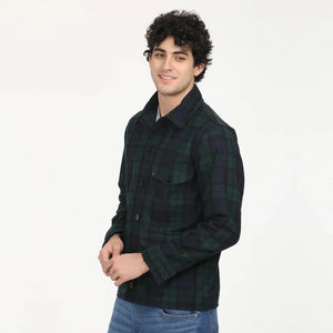 Plaid Navy Spread Collar Shacket - Aadima Nepal -online shopping Nepal - Fashion -Buy Clothing Online  in Nepal
