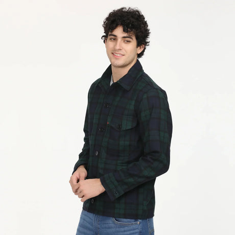 Plaid Navy Spread Collar Shacket - Aadima Nepal -online shopping Nepal - Fashion -Buy Clothing Online  in Nepal