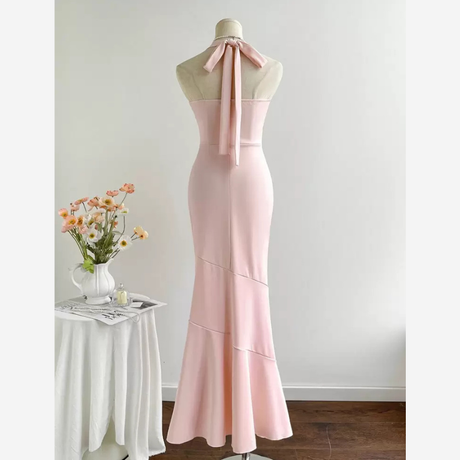 Buy Elamini Women's Elegant Ruffle Mermaid Hem Halter Neck Dress Online in Nepal - Online Shopping Nepal - Online Clothing Shop Nepal