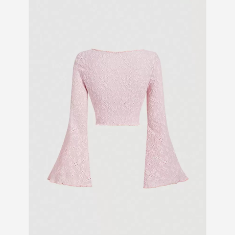 Buy MOD Retro V-Neck Cropped Flare Sleeve Tie-Front Top Online in Nepal - Online Shopping Nepal - Online Clothing Shop Nepal