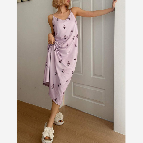 Buy DAZY Cute Cat Pattern All-Over Print Women Slip Nightgown Online in Nepal - Online Shopping Nepal - Online Clothing Shop Nepal