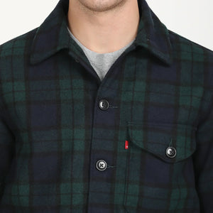Plaid Navy Spread Collar Shacket - Aadima Nepal -online shopping Nepal - Fashion -Buy Clothing Online  in Nepal