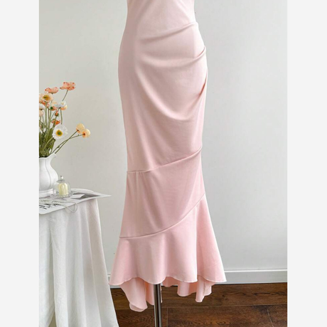 Buy Elamini Women's Elegant Ruffle Mermaid Hem Halter Neck Dress Online in Nepal - Online Shopping Nepal - Online Clothing Shop Nepal