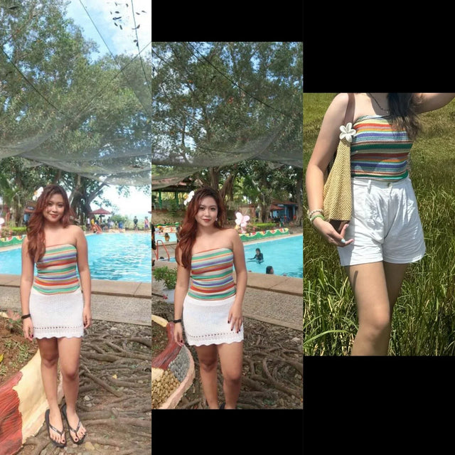 Summer Slim Fit Tube Top Colorful Stripes - Aadima Nepal -online shopping Nepal - Fashion -Buy Clothing Online  in Nepal